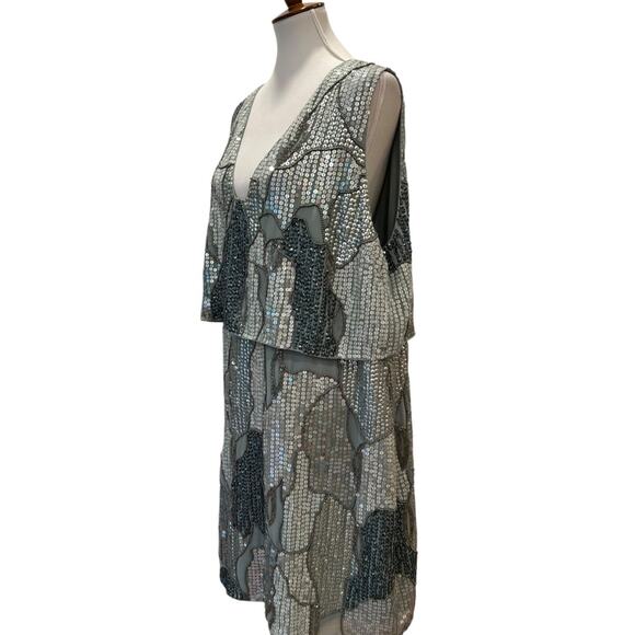 ASOS Curve Cocktail Dress 1X Homecoming Dress 18 Semi Formal Sequin 20s Flapper - Picture 9 of 16